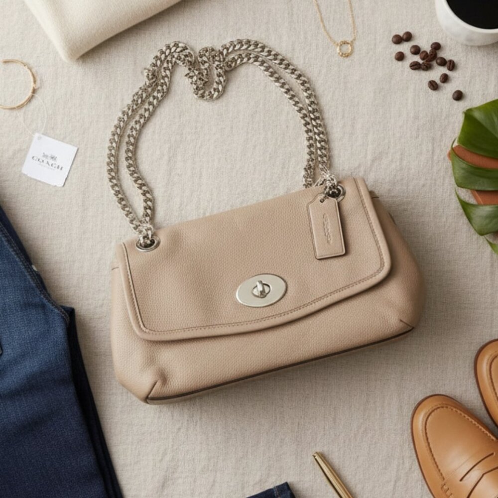 Coach Chain Pebble Leather Crossbody